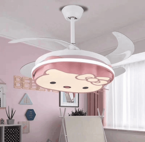 Quạt trần đèn trang trí cánh xếp gập giấu cánh hello kitty Vifa – 25 – 21