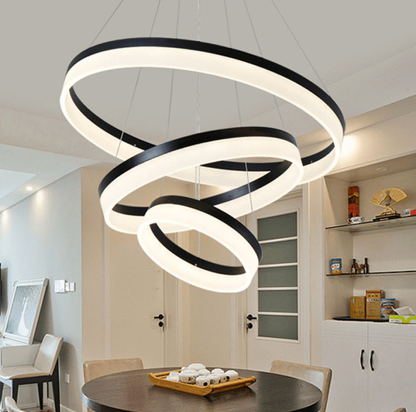 Đèn chùm thả 3 tầng hiện đại viền đen dày TH 808 VD