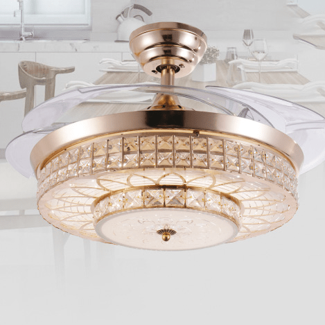 Quạt trần đèn trang trí cánh xếp gập giấu cánh F108
