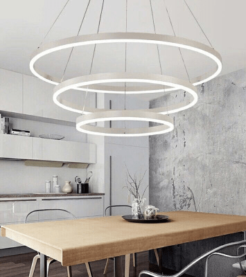 Đèn chùm viền trắng 3 vòng hắt sáng dưới TH 822