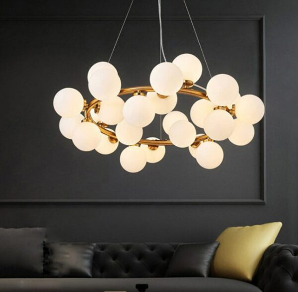 Đèn thả hiện đại vòng quả cầu xi vàng bóng TTK.15